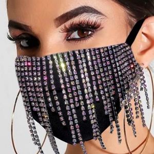 Tassel Design Silver Face Mask